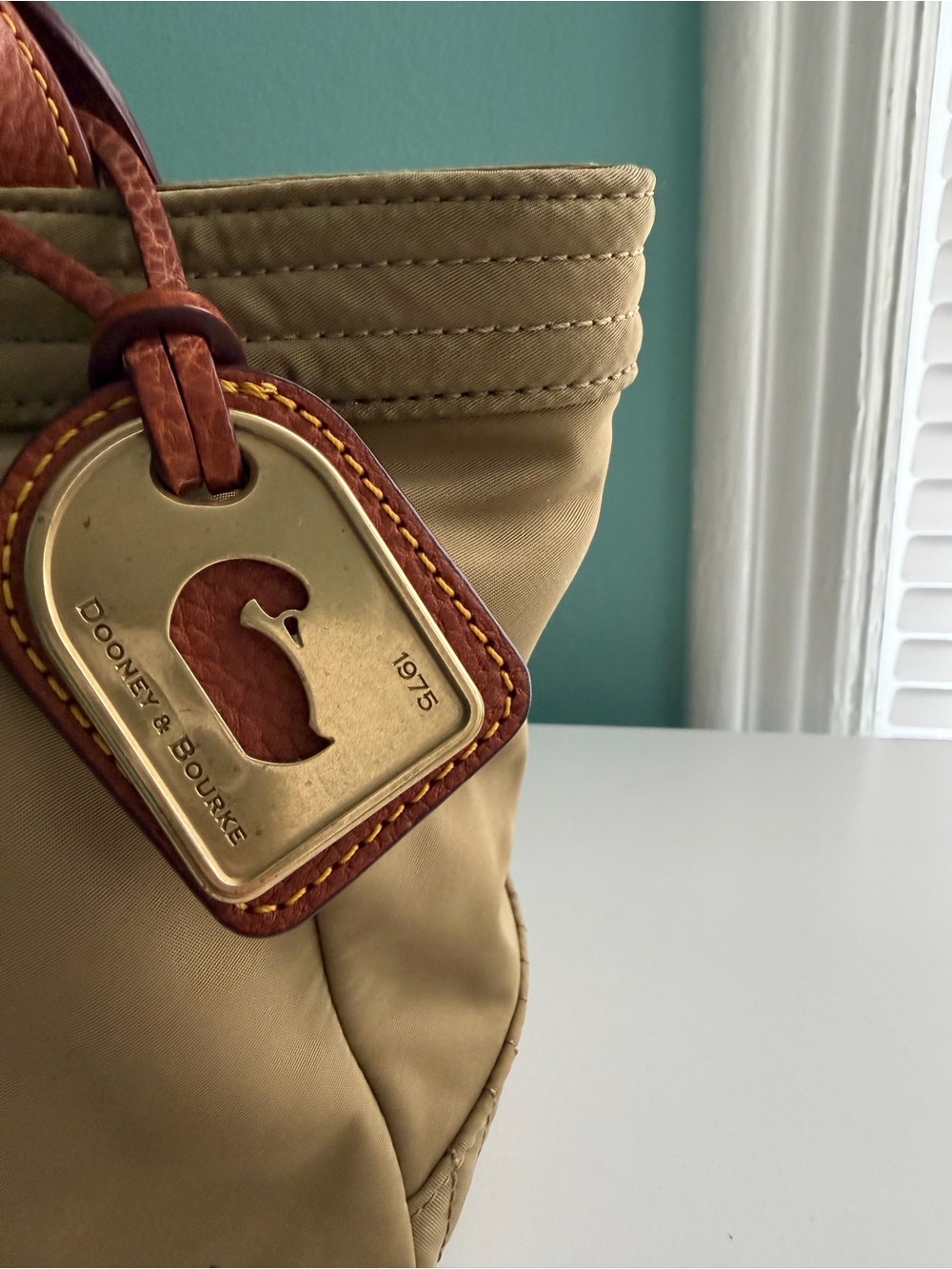 Dooney & Bourke Khaki Nylon Small Gwenny Tote - Picture 3 of 11